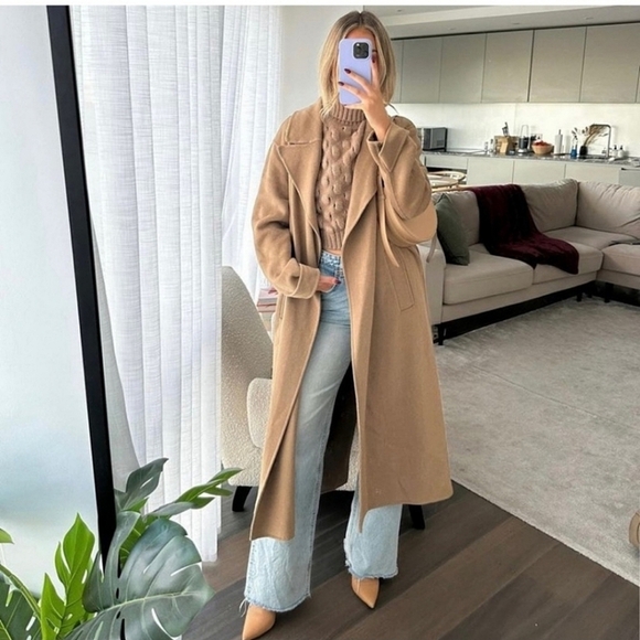 Zara Wool Blend Coat Camel Tan Size S - Picture 11 of 16
